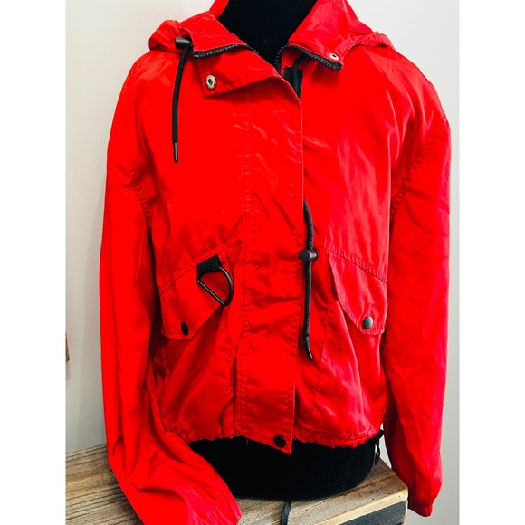 New Look Jackets & Blazers - New Look Hooded Jacket Anorak Drawstring Waist Pockets Red Women's Size Medium